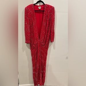 Judith Ann Creations: Vintage Coral Flapper Sequin Beaded Dress Size S